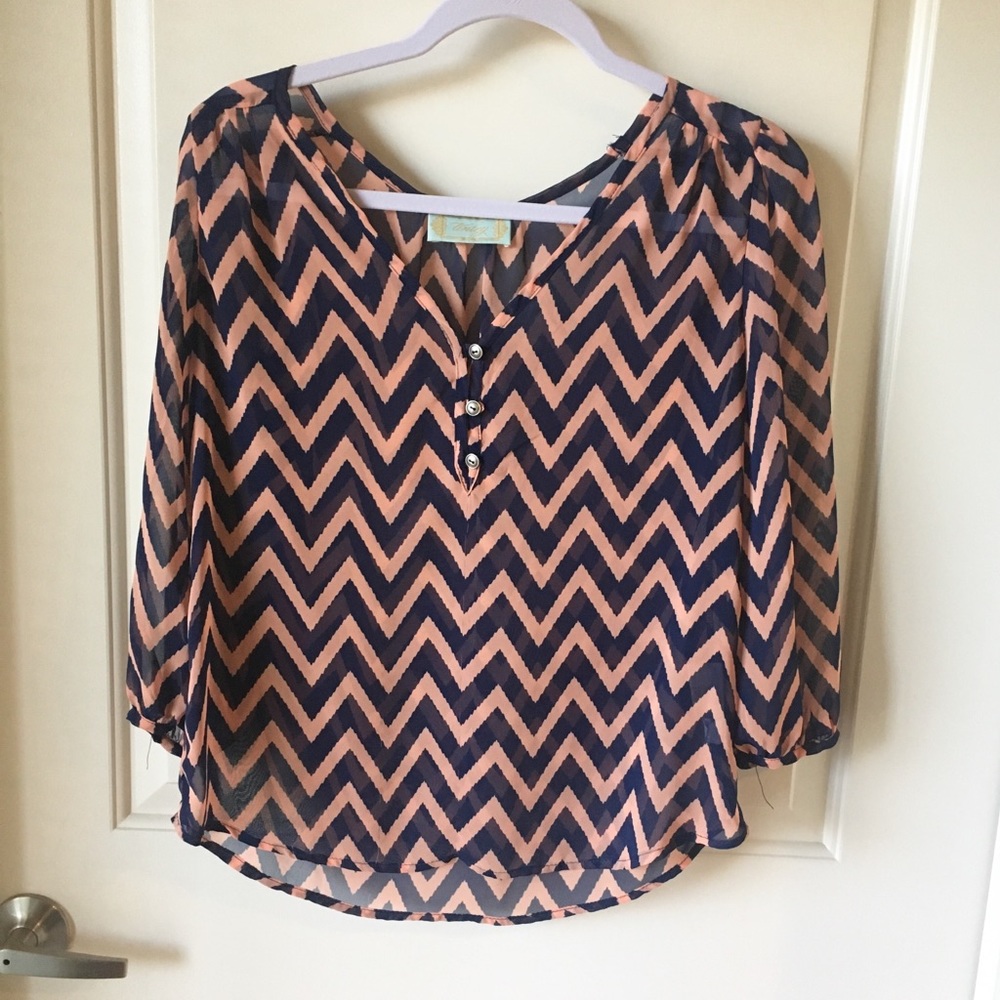 Blue chevron top